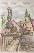 Akwarela Kłodzko zabytkowy most 