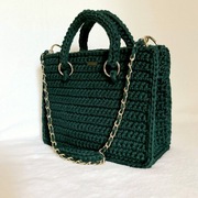 Torebka ręcznie robiona, elegancka  ,butelkowa  zieleń 