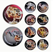 Zestaw kolekcjonerskich numizmatów przedstawiających dinozaury OKAZJA!!!