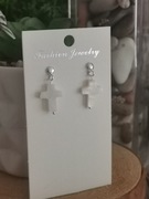 Kolczyki srebro 925 wkręty sztyft krzyżyk perłowa