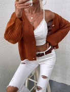 BRĄZOWY SWETER ZAPINANY GUZIKI 