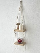 Wisząca drewniana półka makrama boho na zabawki/ozodby