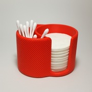 Czerwony organizer na patyczki i waciki kosmetyczne