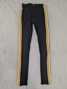 Czarne spodnie legginsy z lampasami w paski pasy H&M 152 jak nowe