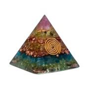 Orgonit Mini Piramida Różowy Turmalin Oliwin Cytryn Apatyt Ignis Veritatis