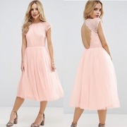 ASOS sukienka pudrowy róż tiulowa xs s 34 36