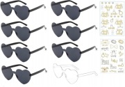 Nowy! Zestaw 8 szt. Wieczór Panieński okulary serca serce fotobudka tatuaze