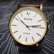 Zegarek automatyczny Bulova 97C107 - biały / złoty - JAK NOWY