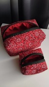 Kosmetyczka duża materiałowa czerwona handmade 
