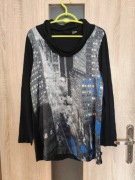 298 Czarno niebieska bluzka na długi rękaw z półgolfem rozmiar XL