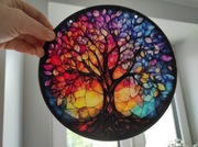 Nowy witraż witrażyk dekoracja okienna jesiennne drzewo