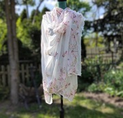 Duża chusta szal dupatta kolorowy haft szyfon biała orient hidżab hijab