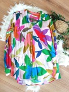 elegancka pudrowa kolorowa wzorzysta koszula damska na guziki 38M