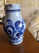 Ceramiczny dzbanek kamionka niebiesko szary