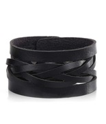 BRANSOLETKA CZARNA PLECIONA ZAPIĘCIE NAPY DAMSKA MĘSKA 