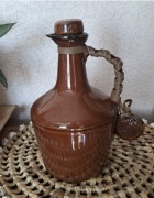 Vintage stary dzbanek karafka ceramika PRL ZMO Jaroszów fajans brązowa