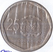 DOMINIKANA 25 peso 2005, KM# 107, XF