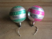 stare bombki choinkowe szklane duże bomby szerokie pasy 2 szt. PRL