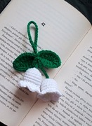 Kwiaty dzwonka wykonane na szydełku, brelok, zawieszka 