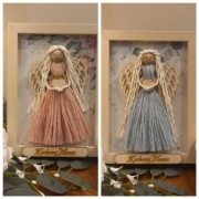 Anioł Stróż ze sznurka w ramce. Prezent na Dzień Matki, Dzień Mamy HandMade