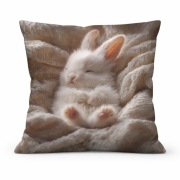 Poszewka na poduszkę, słodki królik, biały króliczek, 45x45cm (dwustronna)