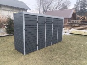 Drewniana zabudowa koszy na śmieci taras altana wiata domek narzędziowy 