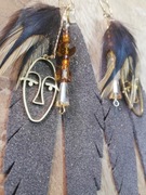 Kolczyki z włoskiej skóry stali chirurgicznej i naturalnych piór boho 