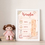 Metryczka dziecka A4 w ramce – personalizowana, prezent na narodziny