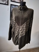 Bluza damska 4XL aksamit efektowna super długa welur khaki długa 