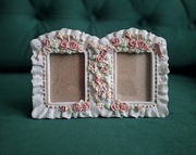 Romantyczna Podwójna Ramka na Zdjęcia z Motywem Róż Vintage