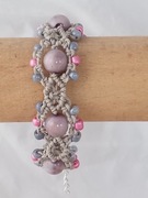 BRANSOLETKA MAKRAMA KORALIKI SZKLANE RĘKODZIEŁO 