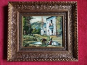 Stary obraz na płótnie sygnowany piękna rama 