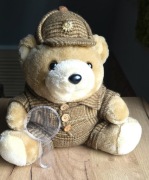 Maskotka vintage miś detektyw Sherlock Holmes GDP lupa 