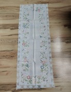 Prawie 100 letnia serweta na ławę bieżnik haft 44x116 rękodzieło 