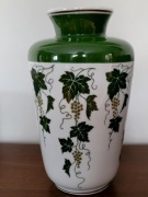 Wazon na kwiaty biały w zielone liscie