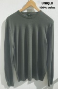UNIQLO lekki sweter męski 100% wełna wełniany crew neck casualowy r.L 