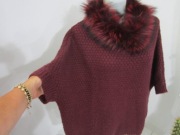 nowa tunika sweter wełniany z futrem naturalnym lisa XL-XXXL