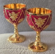 2szt. Piękne bogatozdobione kielichy kieliszki ozdobne liturgiczne metalowe
