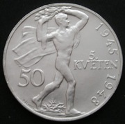 Czechosłowacja 50 koron 1948 - 5.kveten  - srebro