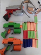 Nerf 3 pistolety,32 pociski i 3 osłony na oczy
