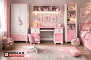 Biurko KIDS Dziewczynka Białe Różowe PINK BEKAS Dąb Producent Mebli 