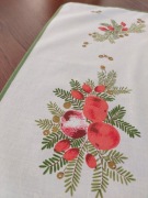 Obrus świąteczny vintage kwadrat 73x78 70x70 80x80 bawełniany nadru