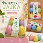 Świeczki jajka wielkanocne, 6 sztuk, pastelowe