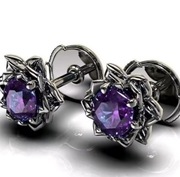 Kolczyki damskie Kwiat Fiolet sztyft Nowe