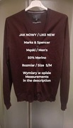 Marks & Spencer  Rozpinany męski sweter z wełny, 50% Merino, Rozmiar S/M