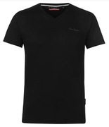 Pierre Cardin Plain T-Shirt - męska - XS czarna koszulka dekolt V