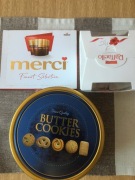 zestaw  merci czekoladki ,ciastka dunskie 454gram ,raffaello 