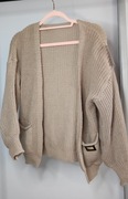 Kardigan beżowy z dodatkiem wełny