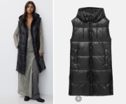 PULL&BEAR pikowana kamizelka NOWA puchowa czarna ciepła skóra eko M/38