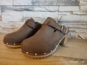 PanSzew ELEGANCKIE Chodaki Damskie SKÓRZANE Drewniaki ze Skóry 35-41